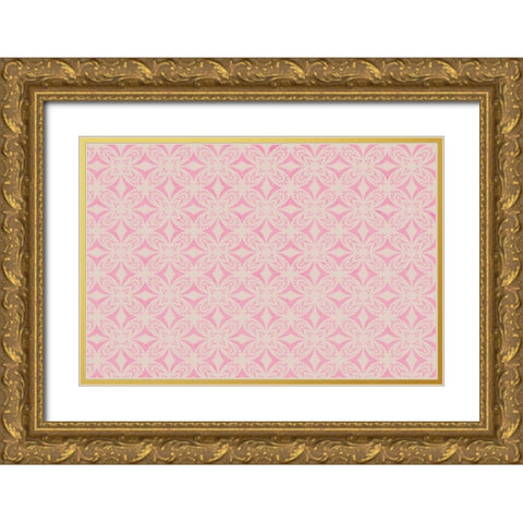 Pastel Symmetrical Pattern Gold Ornate Wood Framed Art Print with Double Matting by Treechild