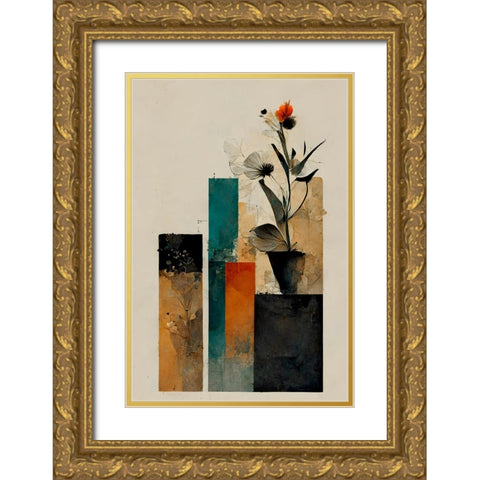 Geometric Stillife Gold Ornate Wood Framed Art Print with Double Matting by Treechild