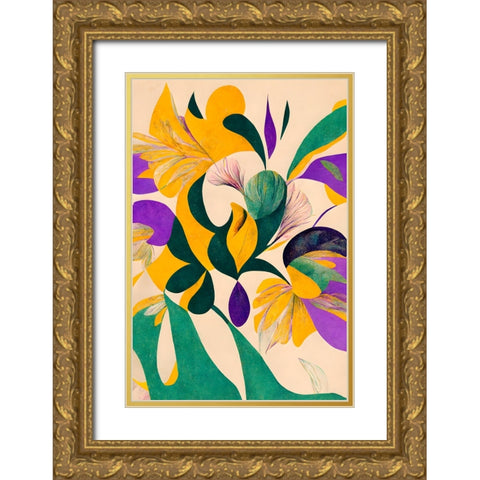 Spring flowers Gold Ornate Wood Framed Art Print with Double Matting by Treechild