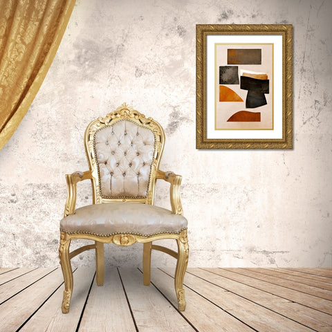 Rusty Shapes Gold Ornate Wood Framed Art Print with Double Matting by Treechild