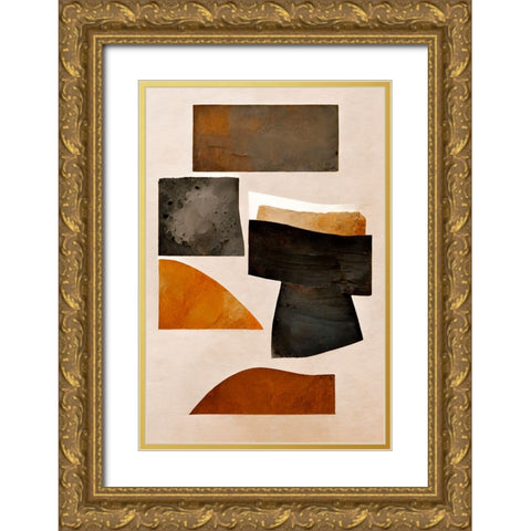Rusty Shapes Gold Ornate Wood Framed Art Print with Double Matting by Treechild