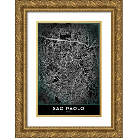 Sao Paolo Gold Ornate Wood Framed Art Print with Double Matting by StudioSix