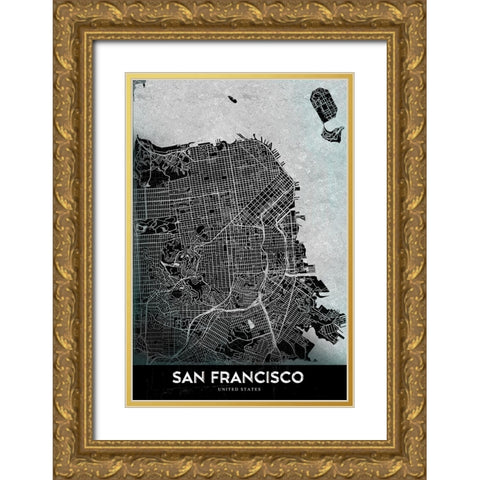 San Francisco Gold Ornate Wood Framed Art Print with Double Matting by StudioSix