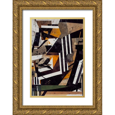 Collage No 1 Gold Ornate Wood Framed Art Print with Double Matting by Treechild