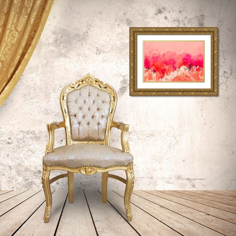 Pink Wave Gold Ornate Wood Framed Art Print with Double Matting by Treechild