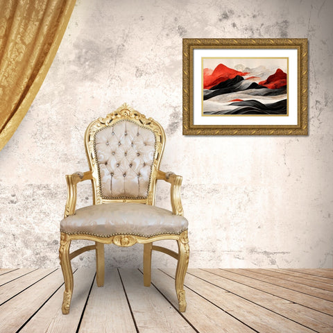 Red Mountains Gold Ornate Wood Framed Art Print with Double Matting by Treechild
