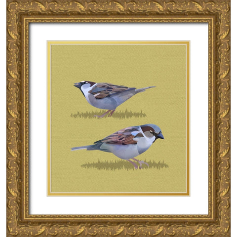 Sparrows Gold Ornate Wood Framed Art Print with Double Matting by Caballero, Franco