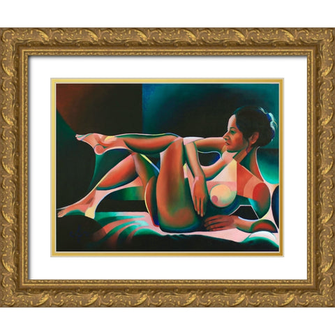 Solarized Roundism - 07-03-22 Gold Ornate Wood Framed Art Print with Double Matting by Akkers, Corne