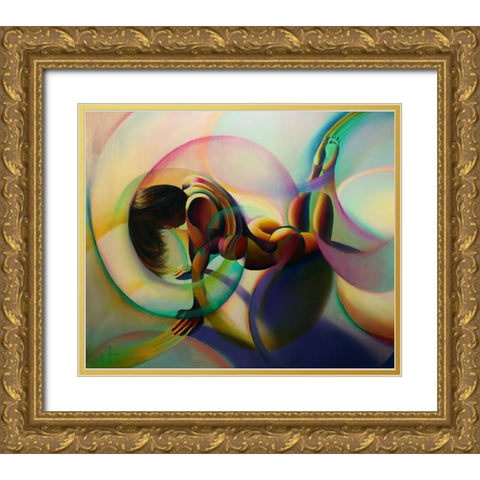 Roundism - 02-12-14 Gold Ornate Wood Framed Art Print with Double Matting by Akkers, Corne