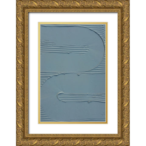 Mud Texture 12 Blue Gold Ornate Wood Framed Art Print with Double Matting by Pictufy Studio III
