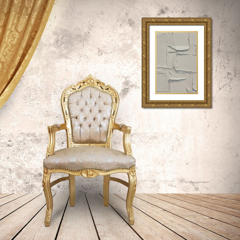 Mud Texture 13 Beige Gold Ornate Wood Framed Art Print with Double Matting by Pictufy Studio III