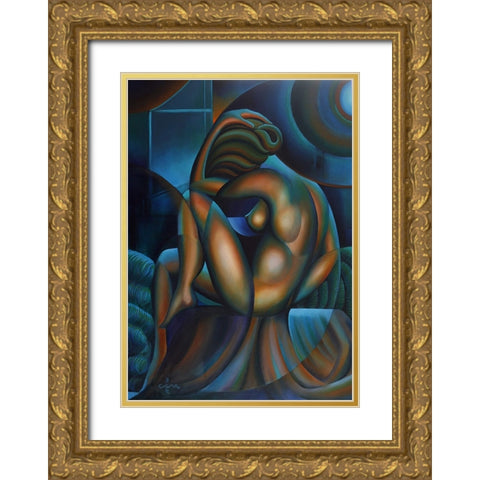 Roundism - 12-02-17 Gold Ornate Wood Framed Art Print with Double Matting by Akkers, Corne