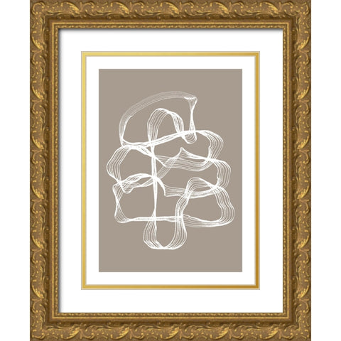 Ink White and Beige Gold Ornate Wood Framed Art Print with Double Matting by Treechild