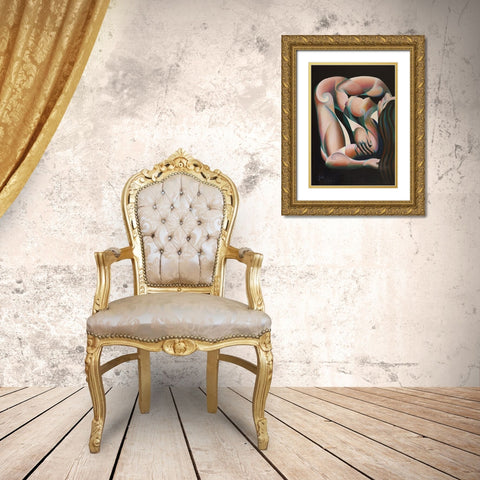 Roundism - 07-08-22 Gold Ornate Wood Framed Art Print with Double Matting by Akkers, Corne