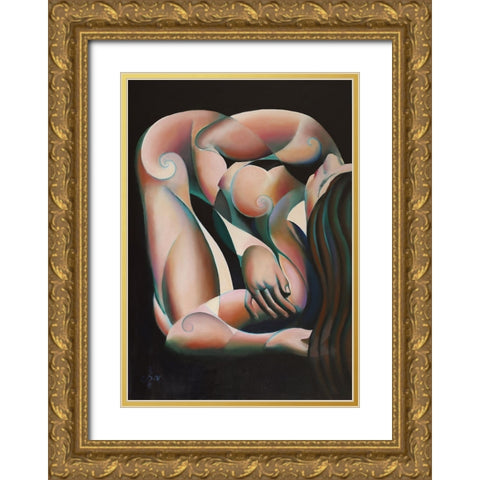 Roundism - 07-08-22 Gold Ornate Wood Framed Art Print with Double Matting by Akkers, Corne