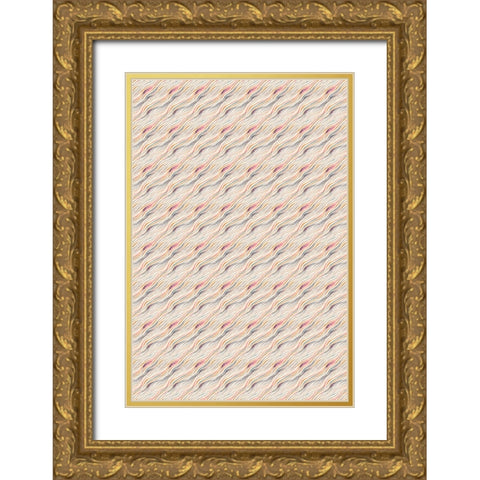 Pastel Waves Pattern Gold Ornate Wood Framed Art Print with Double Matting by Treechild