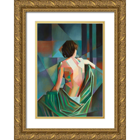 Homage to EugAune DurieuaÂ€Â™s Seated Female Nude aÂ€Â“ 02-08-22 Gold Ornate Wood Framed Art Print with Double Matting by Akkers, Corne