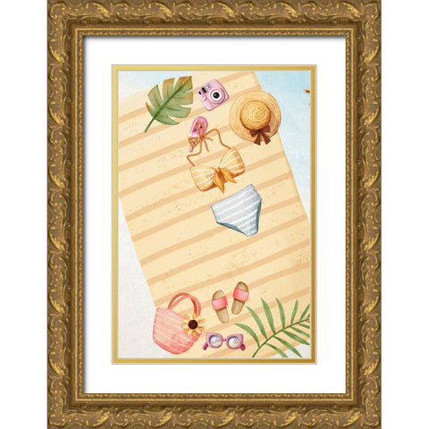 Beach Time Gold Ornate Wood Framed Art Print with Double Matting by Thai, Xuan