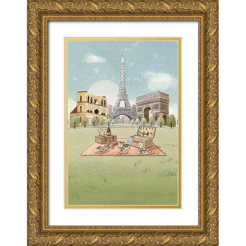 Paris Gold Ornate Wood Framed Art Print with Double Matting by Thai, Xuan