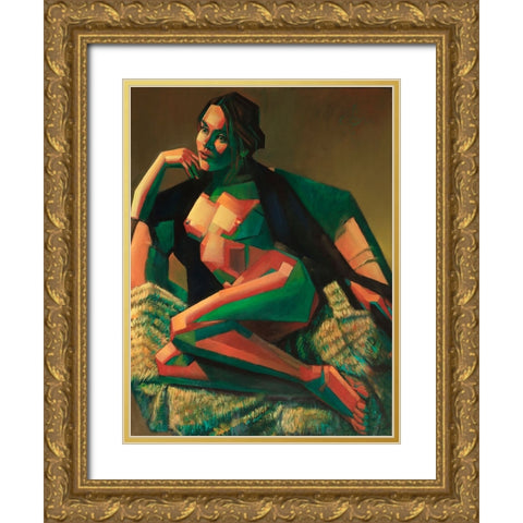 Risque - 17-02-22 Gold Ornate Wood Framed Art Print with Double Matting by Akkers, Corne