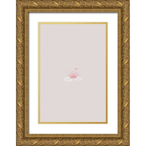 Pink Rainbow Gold Ornate Wood Framed Art Print with Double Matting by Thai, Xuan