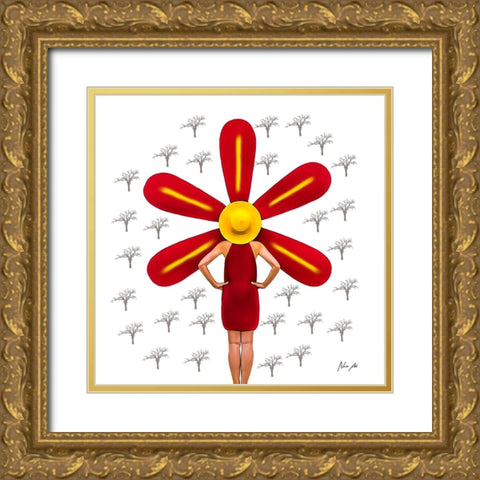 Human Flora Gold Ornate Wood Framed Art Print with Double Matting by Amihere, Lord