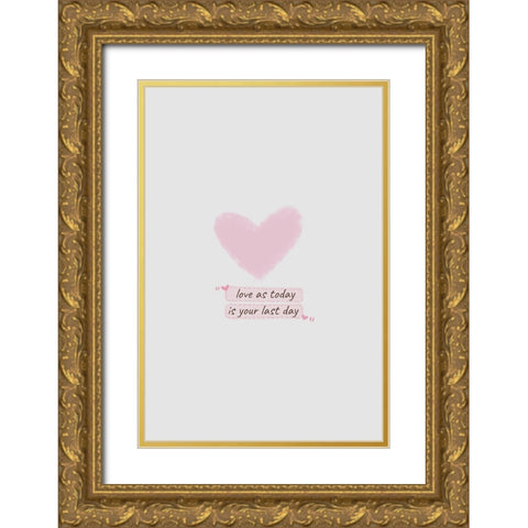 Love Gold Ornate Wood Framed Art Print with Double Matting by Thai, Xuan