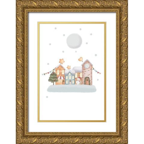 Vintage Winter Gold Ornate Wood Framed Art Print with Double Matting by Thai, Xuan