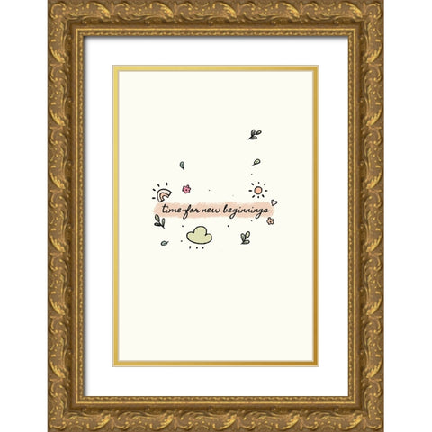 New year new beginning Gold Ornate Wood Framed Art Print with Double Matting by Thai, Xuan