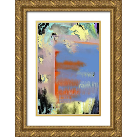 Deep Blue Gold Ornate Wood Framed Art Print with Double Matting by Silva, Dpaulinos