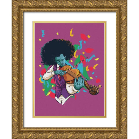 The music man Gold Ornate Wood Framed Art Print with Double Matting by msonthe, Joshua