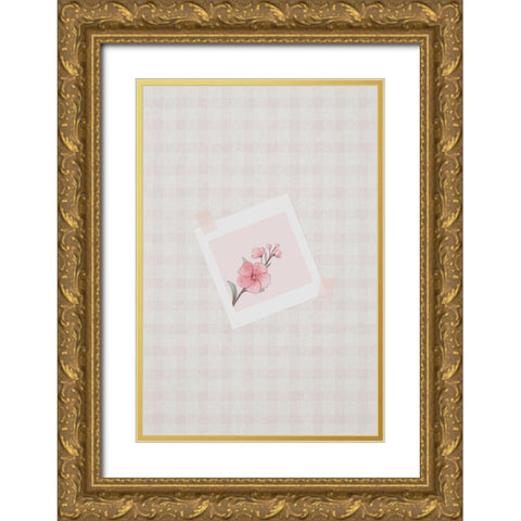 Pink Cherry Blossom Gold Ornate Wood Framed Art Print with Double Matting by Thai, Xuan