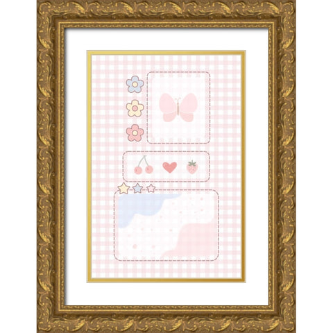 Pink Aesthetic Gold Ornate Wood Framed Art Print with Double Matting by Thai, Xuan