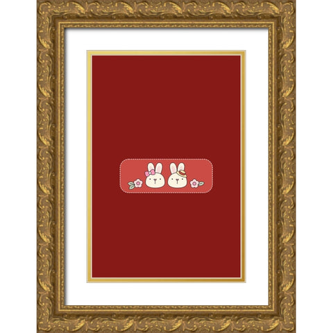Bunny Bunny Love Gold Ornate Wood Framed Art Print with Double Matting by Thai, Xuan