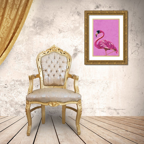 Magenta Metallic Flamingo Gold Ornate Wood Framed Art Print with Double Matting by Manovski, Sarah