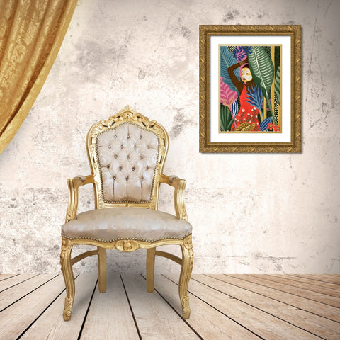 Mask Gold Ornate Wood Framed Art Print with Double Matting by Tomljanovic, Maja