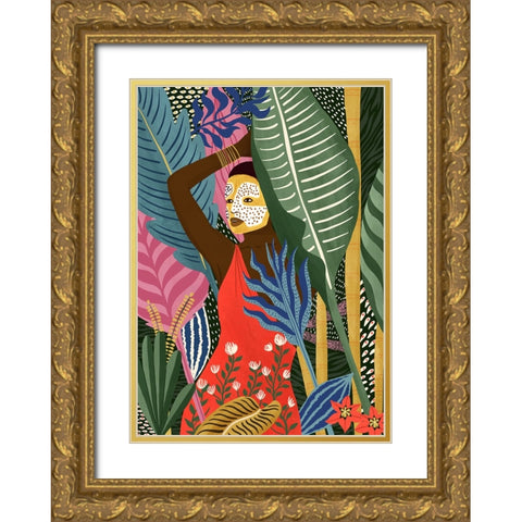 Mask Gold Ornate Wood Framed Art Print with Double Matting by Tomljanovic, Maja