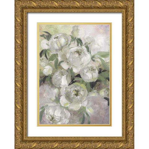 Sady painterly florals in green Gold Ornate Wood Framed Art Print with Double Matting by Laiz Blursbyai, Rosana