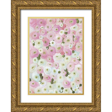 Gabry painterly ranunculus Gold Ornate Wood Framed Art Print with Double Matting by Laiz Blursbyai, Rosana