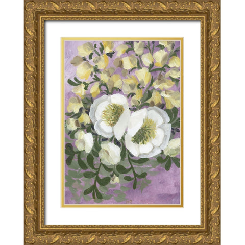 Raelynna painterly florals Gold Ornate Wood Framed Art Print with Double Matting by Laiz Blursbyai, Rosana