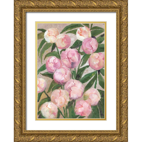 Valenty painterly peonies Gold Ornate Wood Framed Art Print with Double Matting by Laiz Blursbyai, Rosana