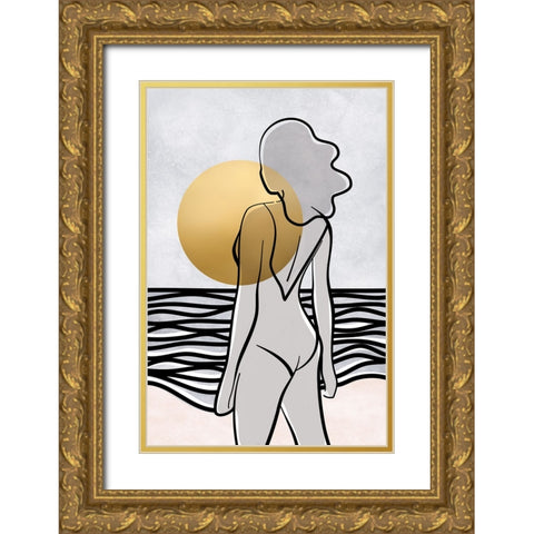 Maika and the sea Gold Ornate Wood Framed Art Print with Double Matting by Laiz Blursbyai, Rosana