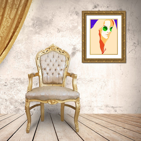 Hippie Girl Gold Ornate Wood Framed Art Print with Double Matting by Harstedt, Tomas