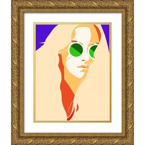 Hippie Girl Gold Ornate Wood Framed Art Print with Double Matting by Harstedt, Tomas