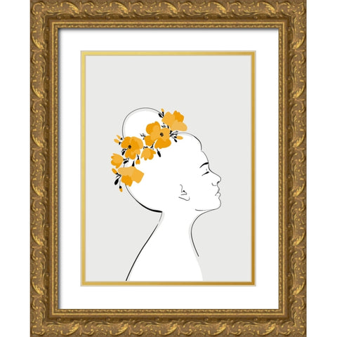 Floral Sanyu portrait Gold Ornate Wood Framed Art Print with Double Matting by Laiz Blursbyai, Rosana