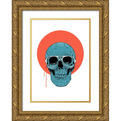 Blue Skull II Gold Ornate Wood Framed Art Print with Double Matting by Solti, Balazs