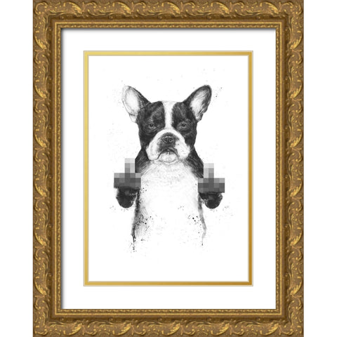 Censored dog Gold Ornate Wood Framed Art Print with Double Matting by Solti, Balazs