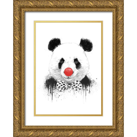 Clown panda Gold Ornate Wood Framed Art Print with Double Matting by Solti, Balazs