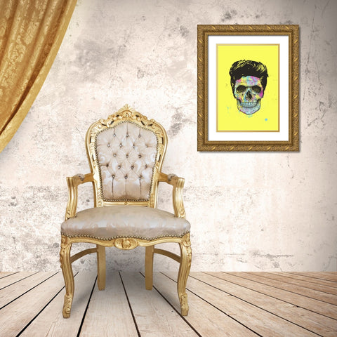 Color your skull Gold Ornate Wood Framed Art Print with Double Matting by Solti, Balazs