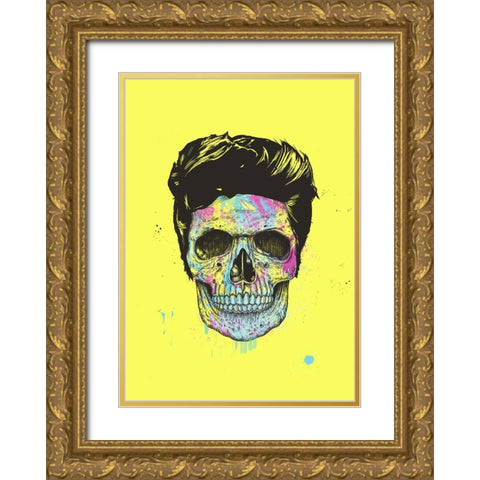 Color your skull Gold Ornate Wood Framed Art Print with Double Matting by Solti, Balazs